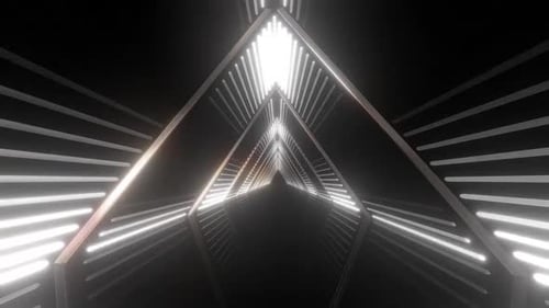 Dynamic neon tunnel with futuristic glowing lights and endless depth