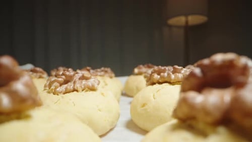 Cookies with Walnuts Close-Up Dessert Food
