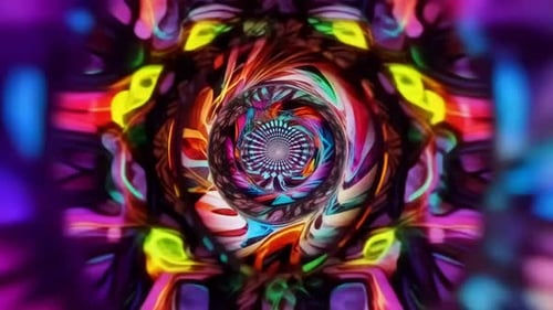 Animation vibrante et trippante en tunnel de lumière fractale