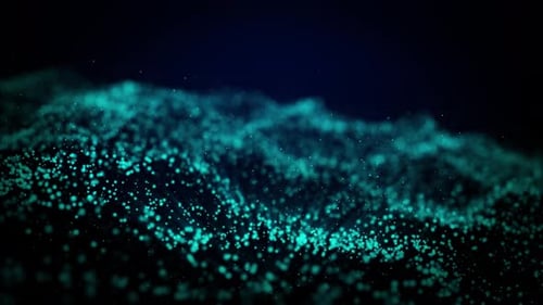 Dynamic Blue Green Particle Wave Abstract Digital Background