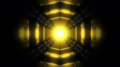 Glowing Orange Futuristic Sci Fi Tunnel