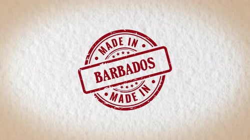 Made In Barbados Stamp Style Word