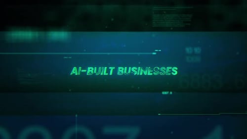 Contexte futuriste des données conceptuelles et technologiques d'entreprises construites par l'IA