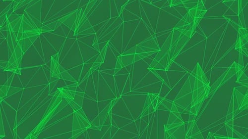Abstract green color Plexus background. From a tangle of lines, points, and triangles.