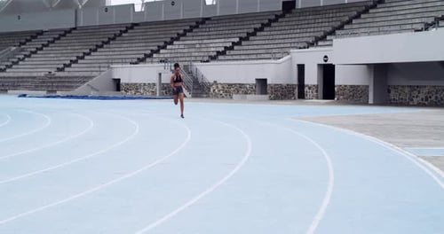 Woman, training and athlete for run, challenge and outdoors for competition