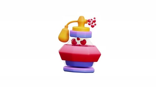 3D Animated Perfume Bottle Sprays Hearts