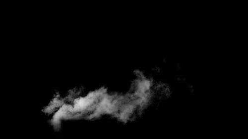Fume Collection: Smoke rises from bottom left lower third corner and spreads on dark background