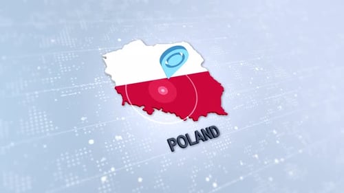 Animated 3D Poland Map with Flag and Location Pin