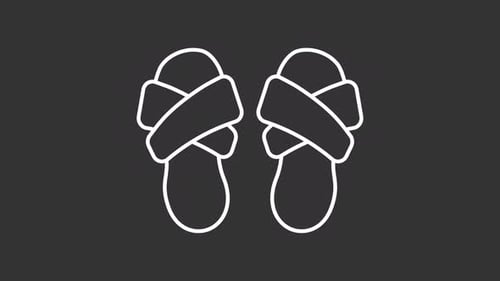 Animated Flat Design Slippers Line Icon Loop