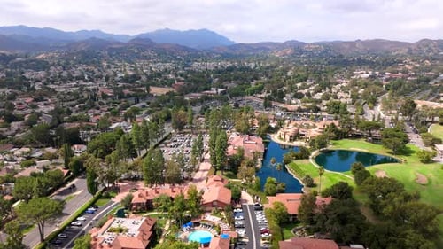 An Aerial View Capturing the Scenic Beauty of a California Golf Course on a Sunny Day
