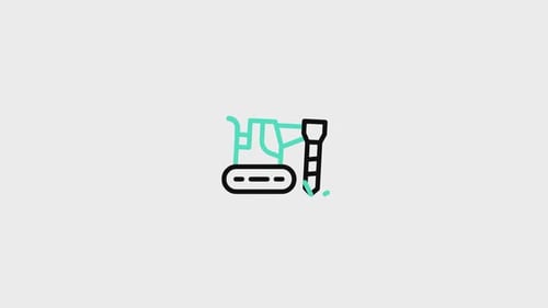 Minimalist Excavator Drill Icon Line Animation