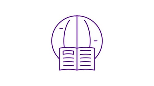 Animated Line Icon of Globe and Book for Education