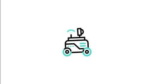 Animated Minimalist Robot Icon with Wi-Fi Signal
