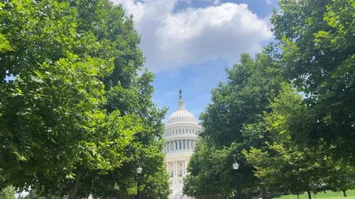 The Video Features the Majestic Capitol Building Surrounded By Greenery