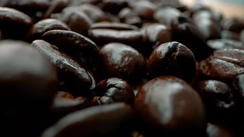 Close-Up of Shiny Roasted Coffee Beans