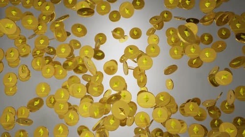 Golden Ethereum Coin. Bitcoin Blockchain Cryptocurrency