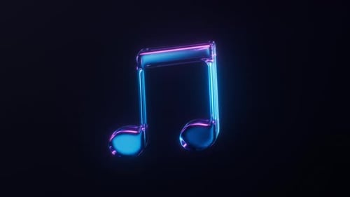 Loop music note with dark neon light effect