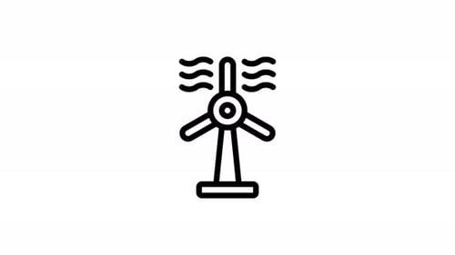 wind turbine line icon animation
