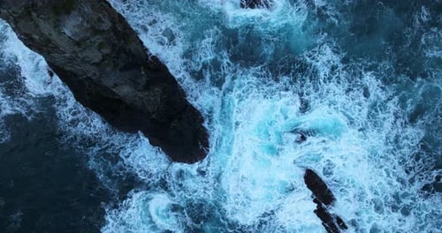 Ocean Waves Crashing On Jagged Coastline of Ponta de Sao Lourenco In Madeira Island, Portugal. - aer