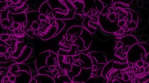 Illustrated Neon Pink Skulls