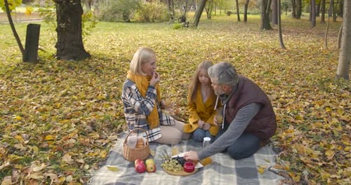 Family Enjoying Autumn Picnic in the Park