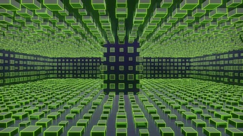 Green And Purple And Gray Square Circular Motion Background Vj Loop In 4K