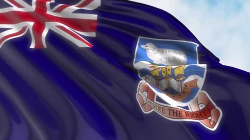 Waving Falkland Islands Flag in Realistic 3D