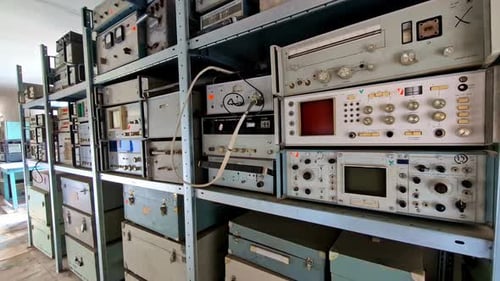 Old Soviet electric radar equipment and devices in Irbene, Latvia