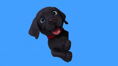 Fun 3D cartoon black Labrador retriever (with alpha channel included)