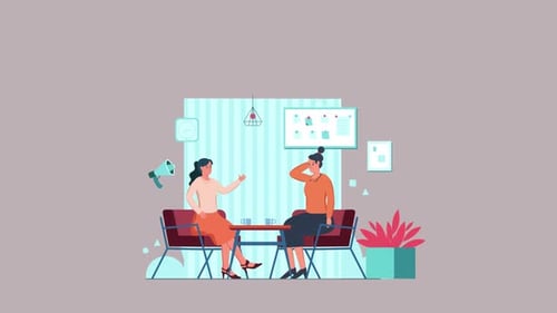 Animated Discussion Between Two Women in Flat Design