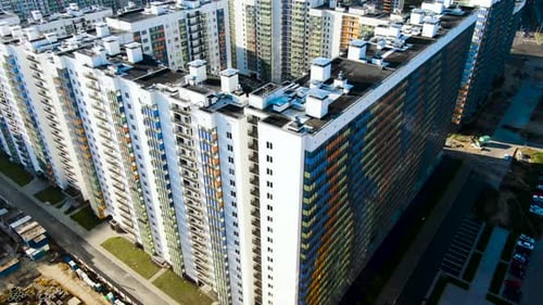 Colorful Residential Complex Rotating Revealing Modern Architecture