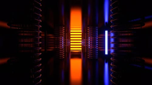 Blue And Orange Alien Strobe Corridor With Vertical Portal Background Vj Loop I 4K