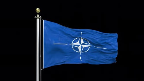 Waving NATO Flag Animation on Black Background