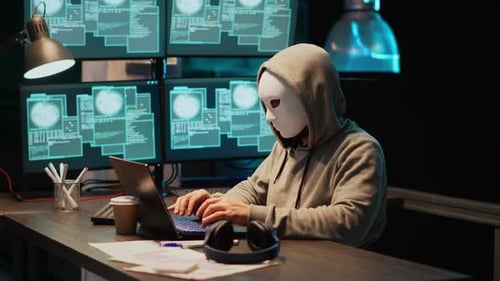 Un voleur masqué vole des informations sur un serveur de base de données