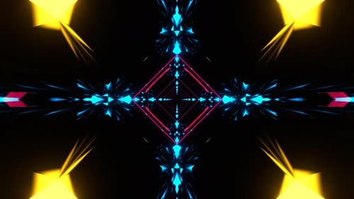 Lumière au néon électrique jaune, rose et bleu, fond de portail en diamant, boucle Vj en 4K