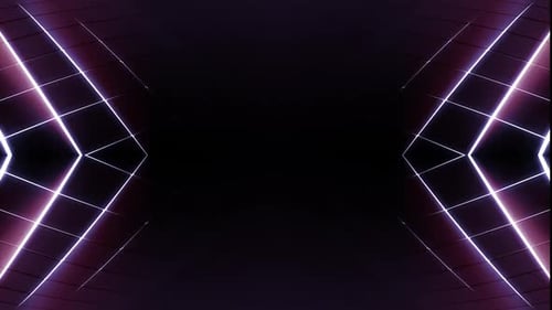 Динамические абстрактные световые полосы создают футуристический фон движения туннеля