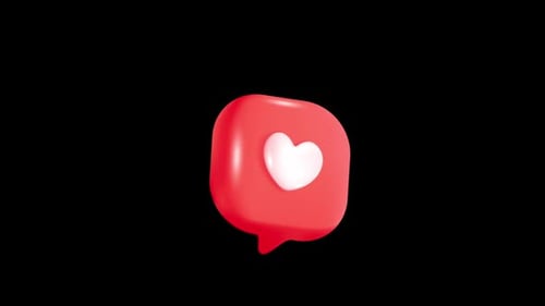 3D Social Media Like Heart Icon Animation