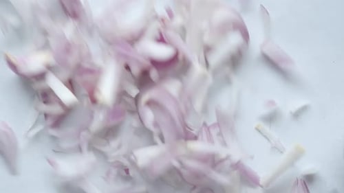 Red Onion Slices Filling White Surface