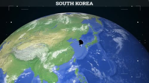 Digital Earth Globe Zooming To South Korea Map