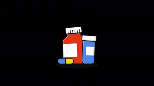 Animated Medicine Bottles with Tablet. Vitamin Concept Video - Transparent