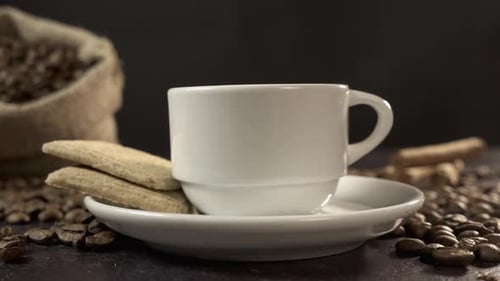 Coffee Beans, Coffee Cup, and Cookies