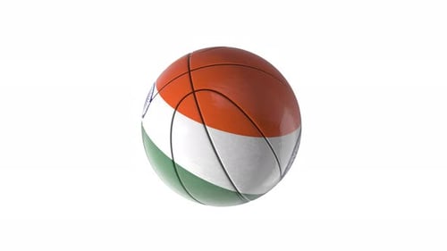 Boucle rotative de basket-ball 3D avec drapeau indien brillant + canal Alpha