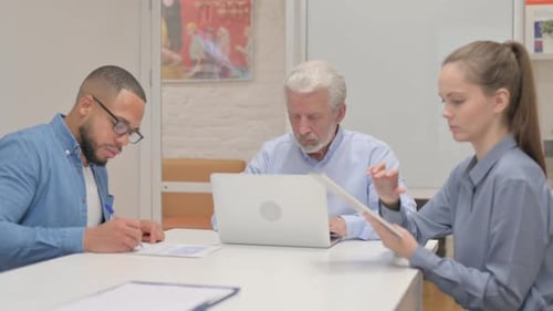 Busy Multiracial Team Working in Office, Workplace