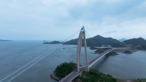 Vista aérea da ponte Gogunsan na cidade de Gunsan, província de Jeollabuk-do, Coréia