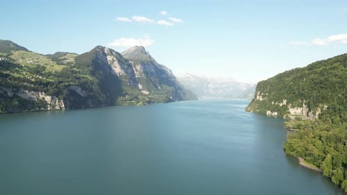 Walensee beautiful lake, Switzerland, Swiss Alps mountains holiday destination
