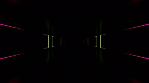 Light Green And Pink Neon Area With Rotating Rectangles Background Vj Loop In 4K