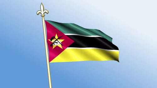 Waving Mozambique Flag Animation with Gold Pole
