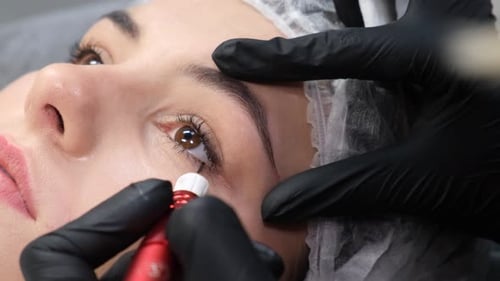 Eyeliner Permanent Makeup Procedure Close Up