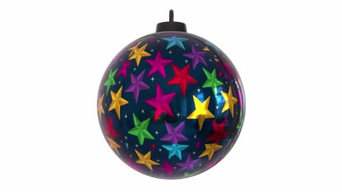 Animated Christmas Ornament with Colorful Rotating Stars