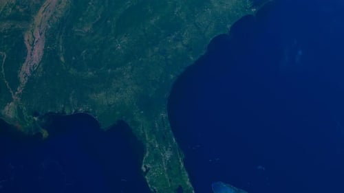 Usa From Space Zoom Out. North America And United States From Space Orbit. Earth. Globe